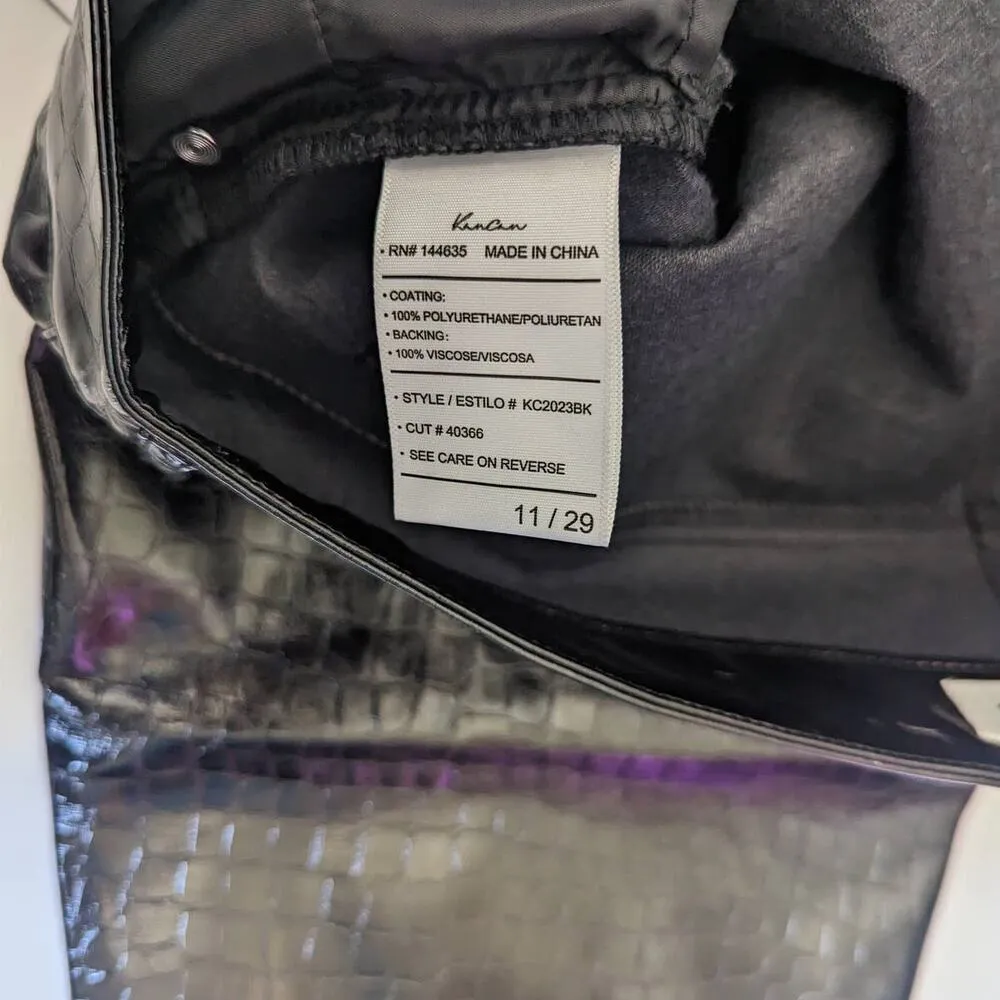 KanCan Josephine Faux Leather Pants Mom Fit Trousers Embossed Women 30 High Rise Black - Image 6