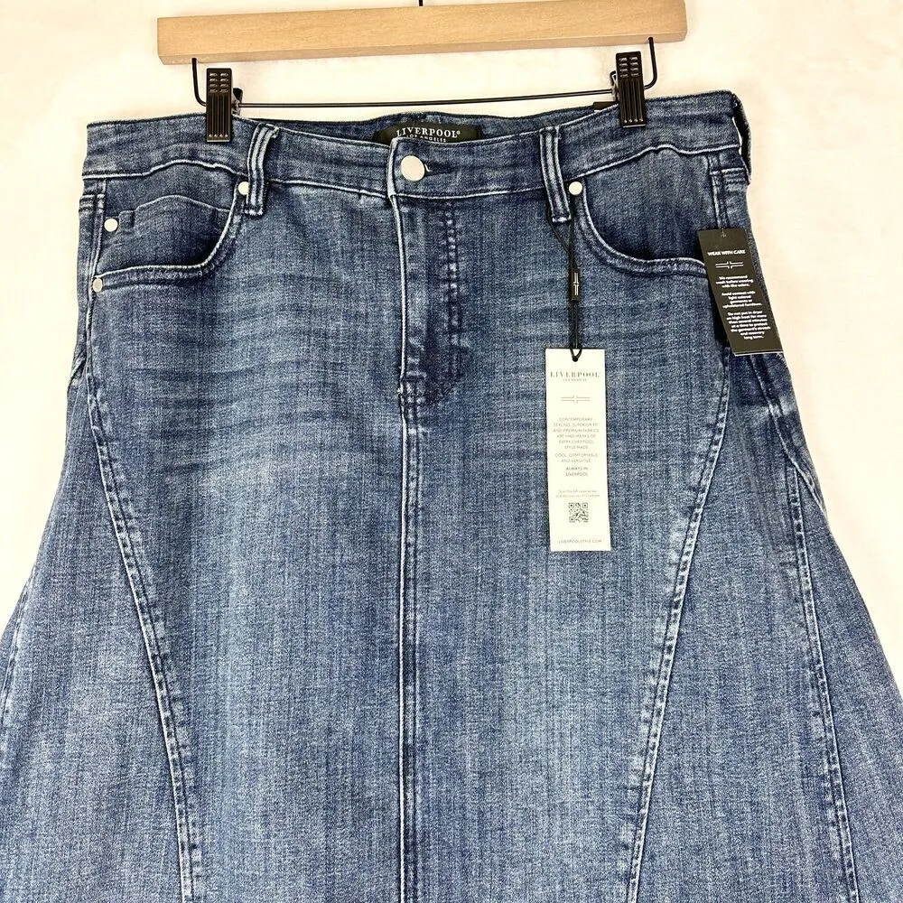 Liverpool Mermaid Denim Maxi Skirt Size 14/32 NEW Woodward Stretch Modest - Image 5
