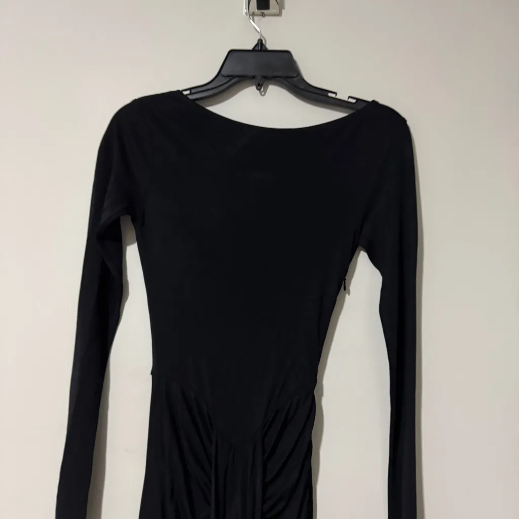 STAUD Gres Draped Midi Dress Size XS Black Long Sleeve - Image 3