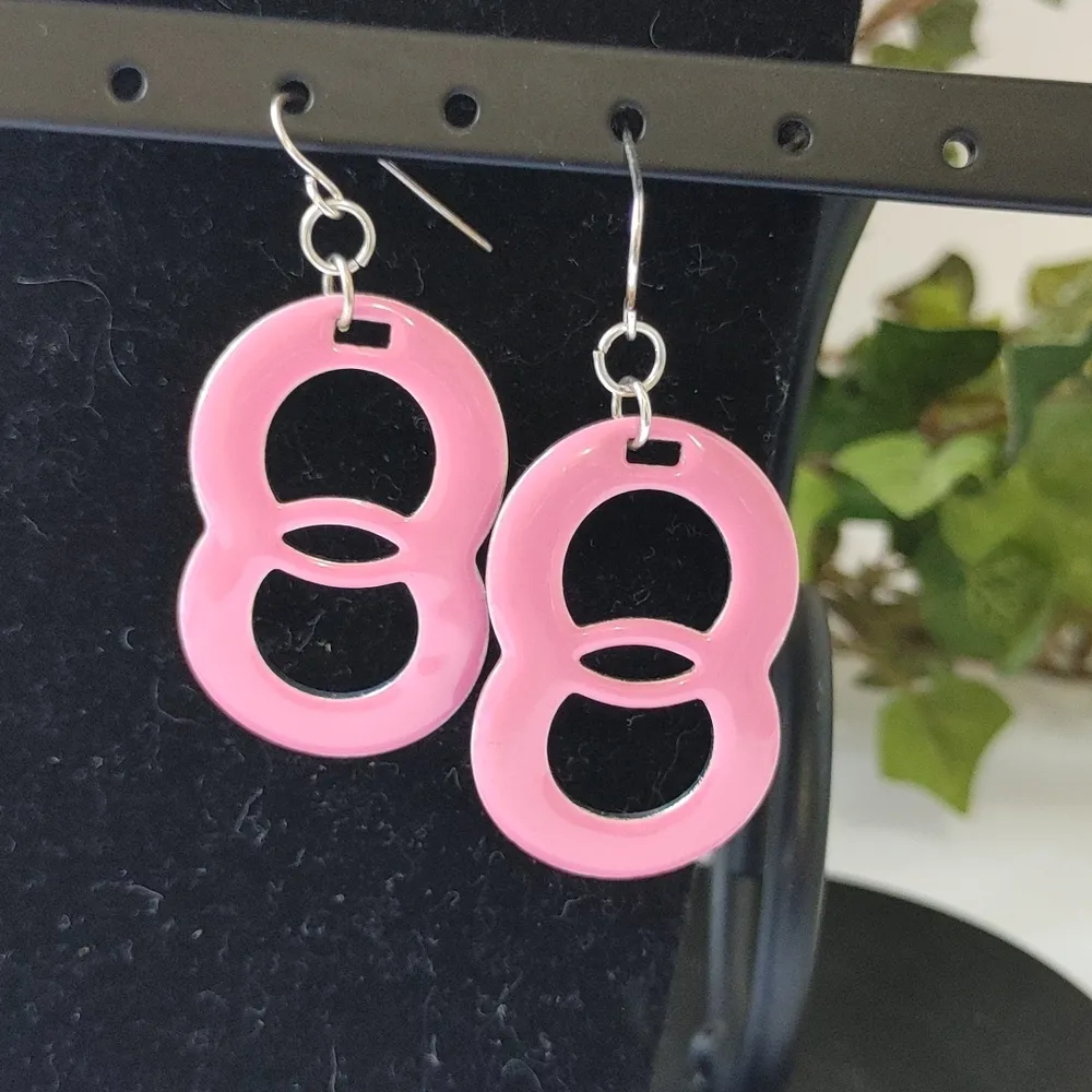 Pretty in Pink Silver and Pink Link Necklace Earrings Set - Image 2