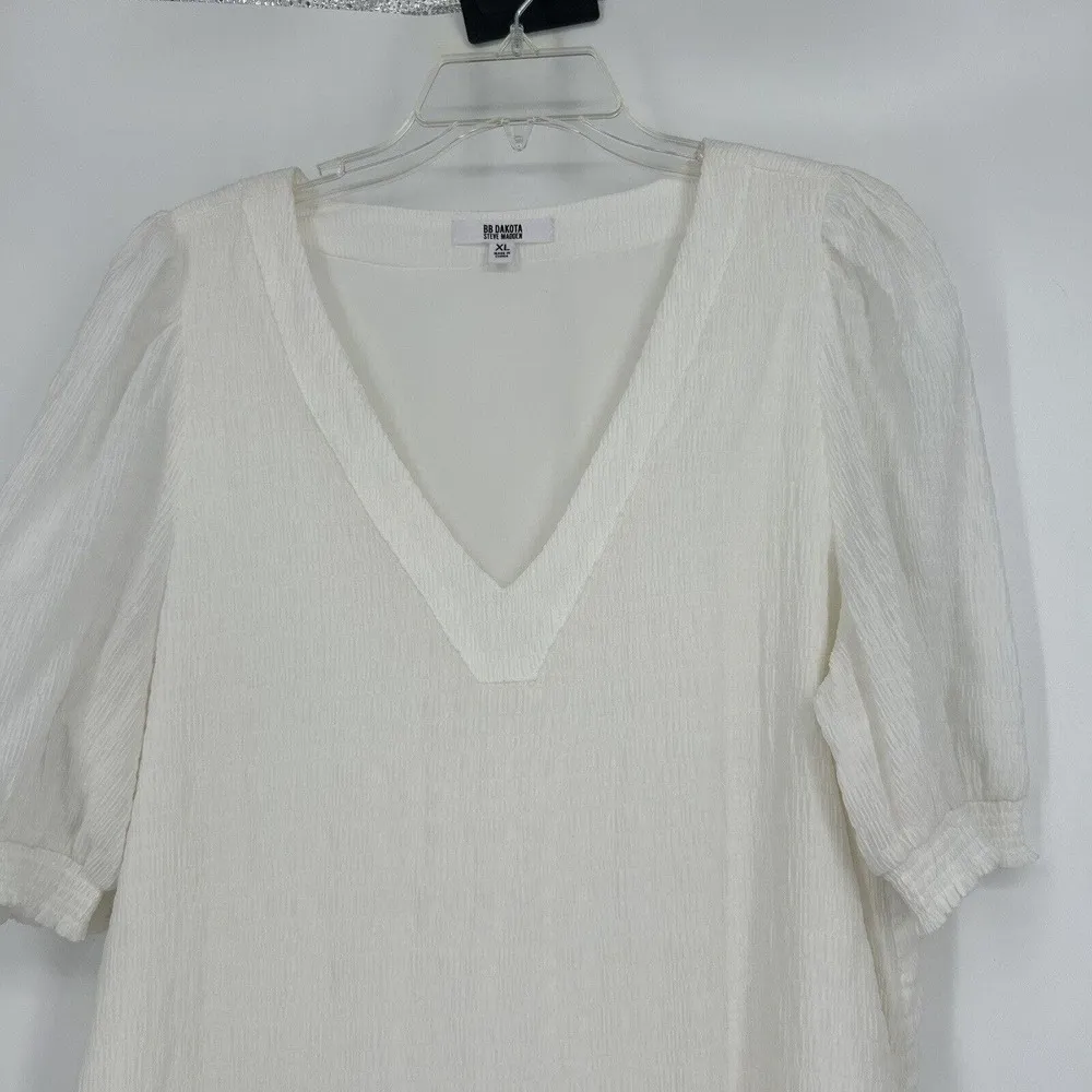 BB Dakota X Steve Madden Mini Dress White Gauzy Pockets Boho Cottagecore Sz XL - Image 3