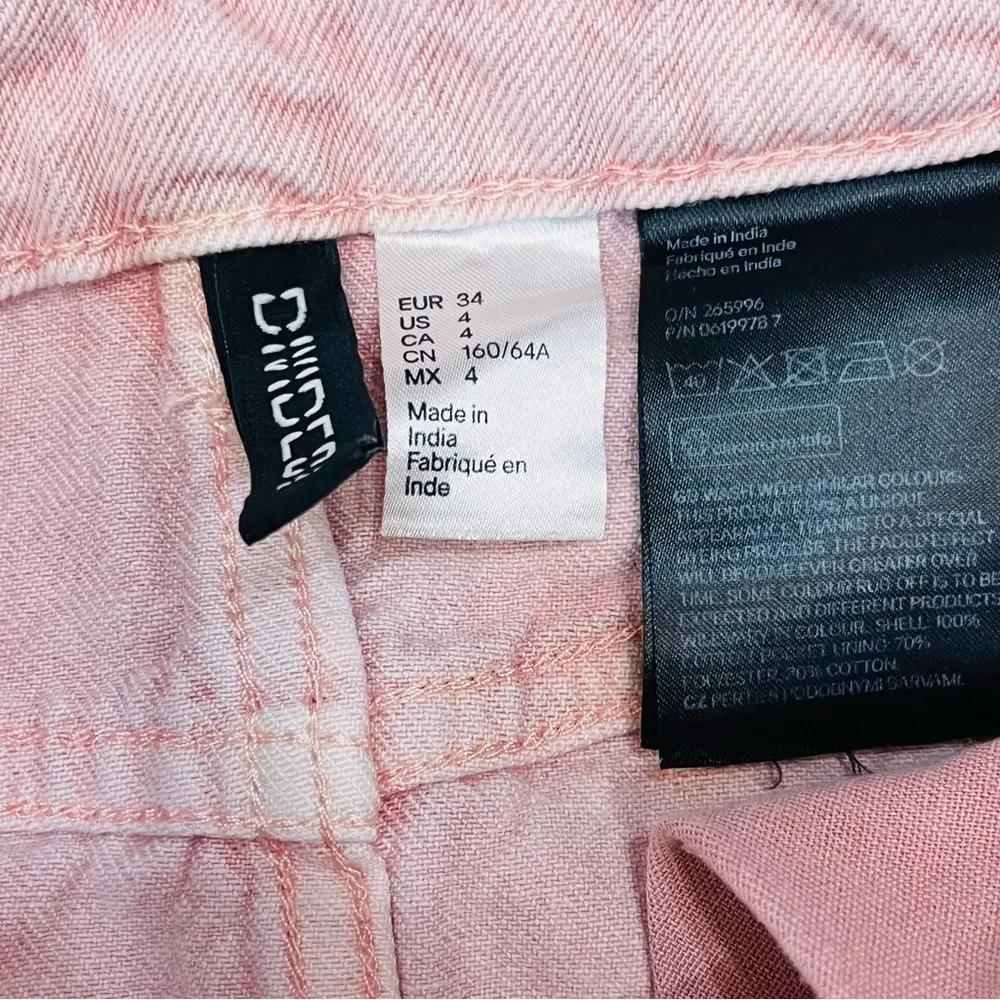H & M pink distressed denim skirt size 4 90s - Image 3