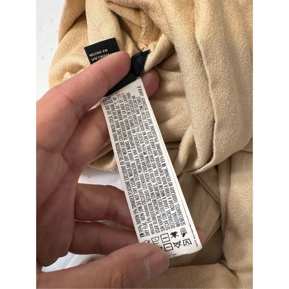 Forever 21 Tan Ruched Cutout Turtleneck Long Sleeve Crop Top Women’s Size Small - Image 5