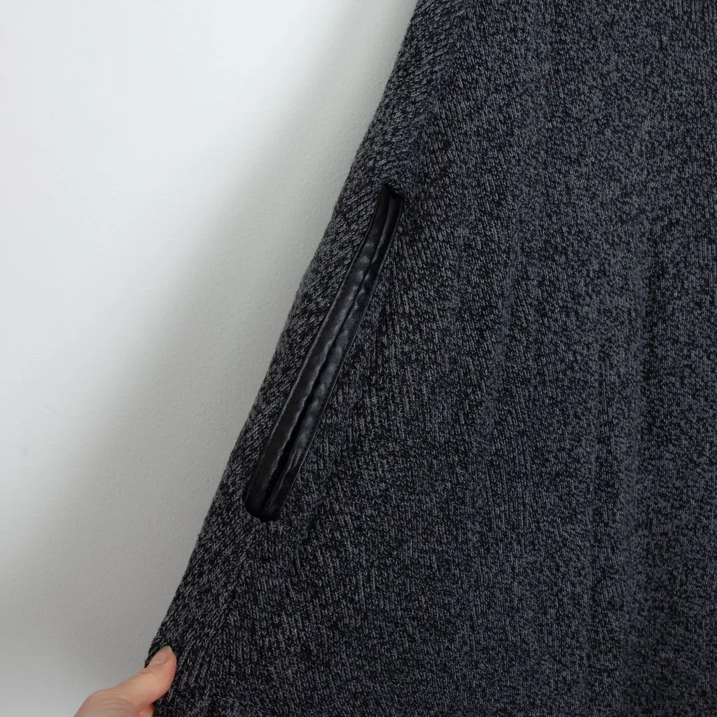 New York & Company Womens Mock Neck Poncho Sweater‎ Size L/XL Leather Old Money Black Size L - Image 4