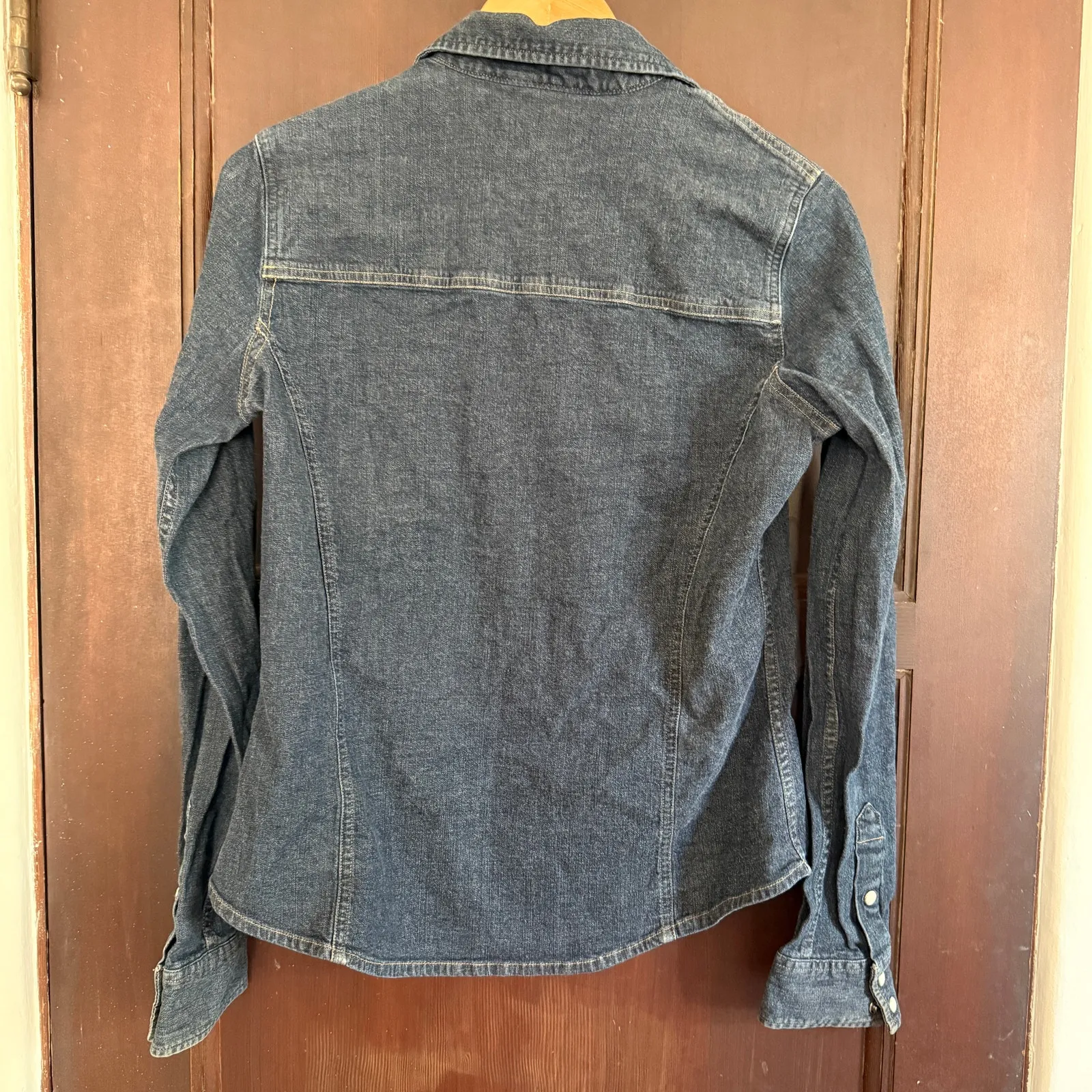 CARHARTT | Women's Blue Denim Jean Pearl Snap Western Style Shirt | Small - Image 2