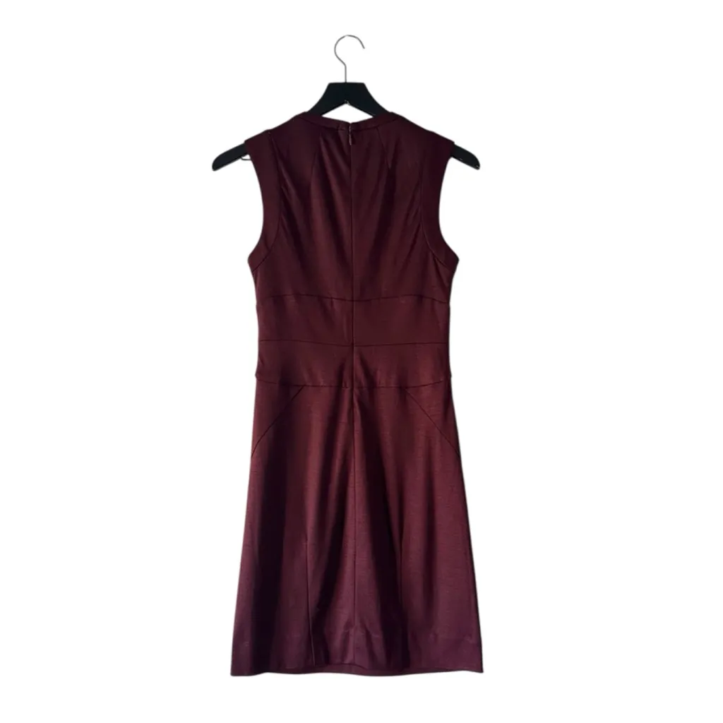DVF Diane Von Furstenberg Wool Sheath Dress 4 Burgundy Wine Winter Work Party - Image 4