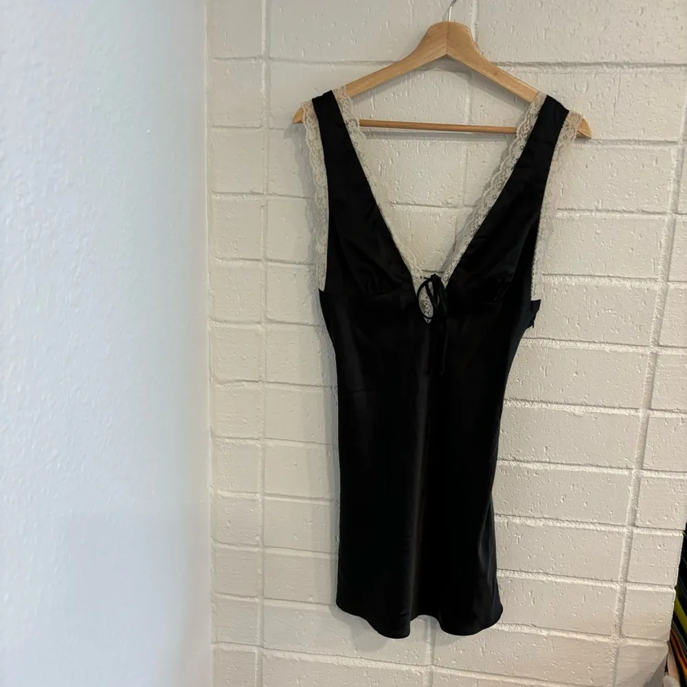 Cotton Candy LA black satin mini dress with lace - Image 2