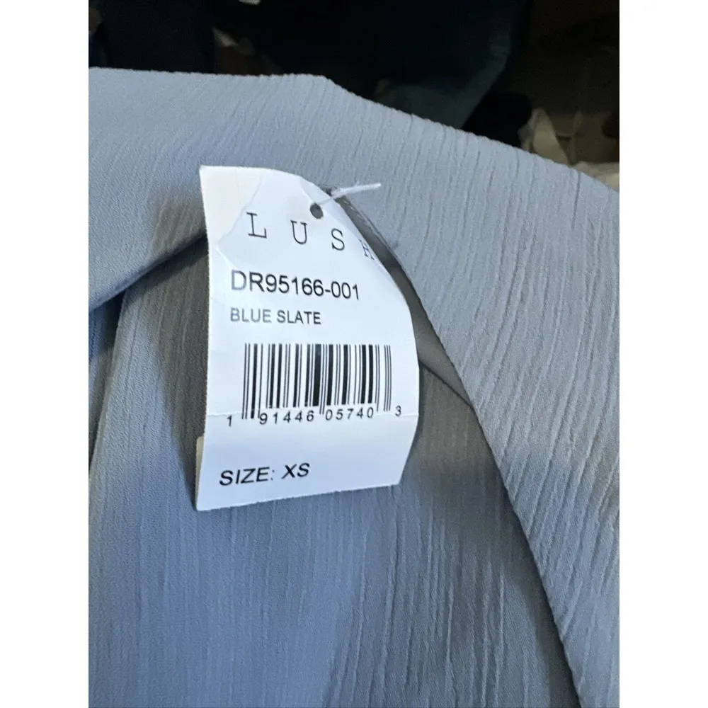 Lush Women's Size XS Asymmetrical Ruffle Hem Sleeveless Dress in Slate Blue NWT - Image 5