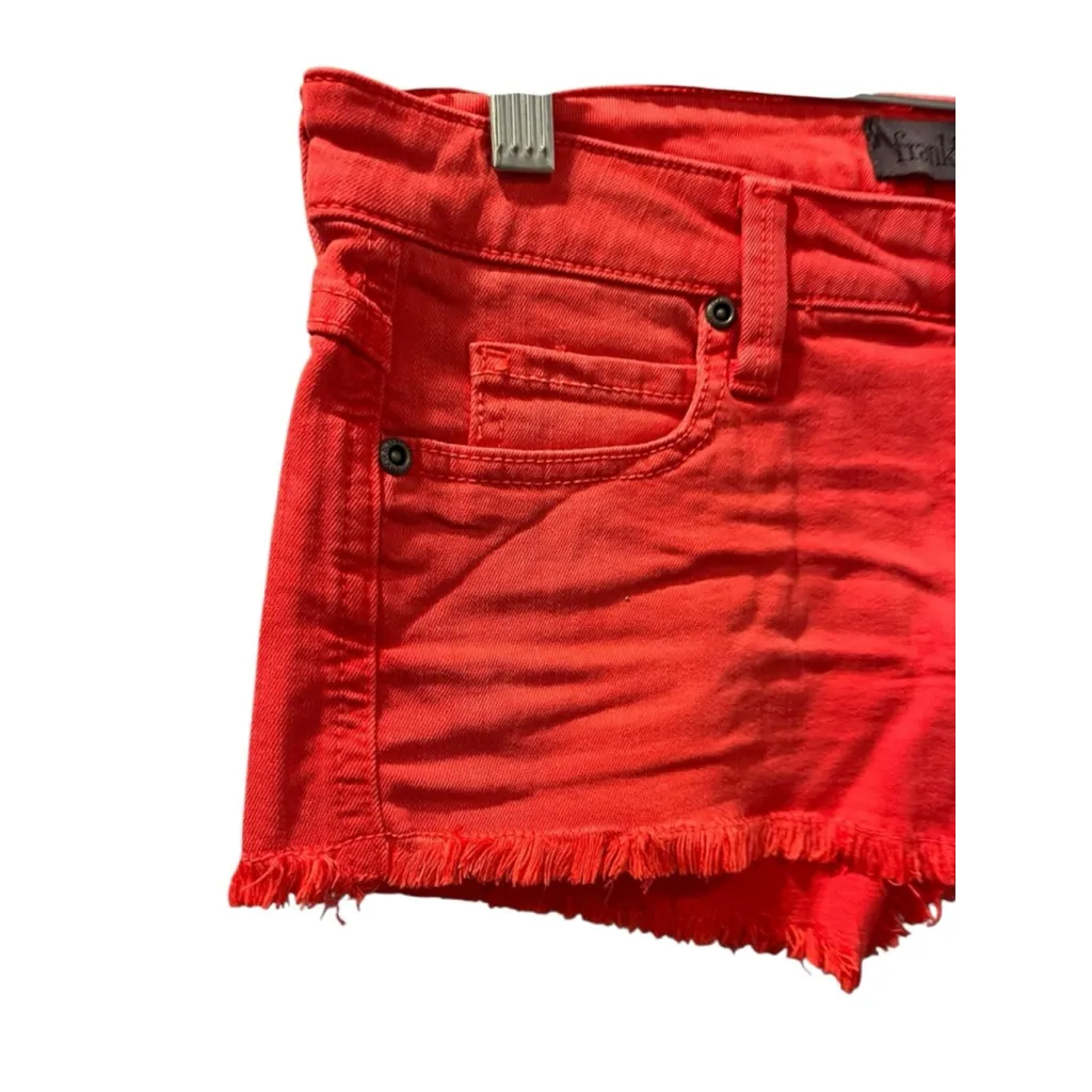 Franky B. NWT Low Rise Red/Pink Denim Jean Shorts Size 27 Cutoff Casual Summer Pink - Image 5