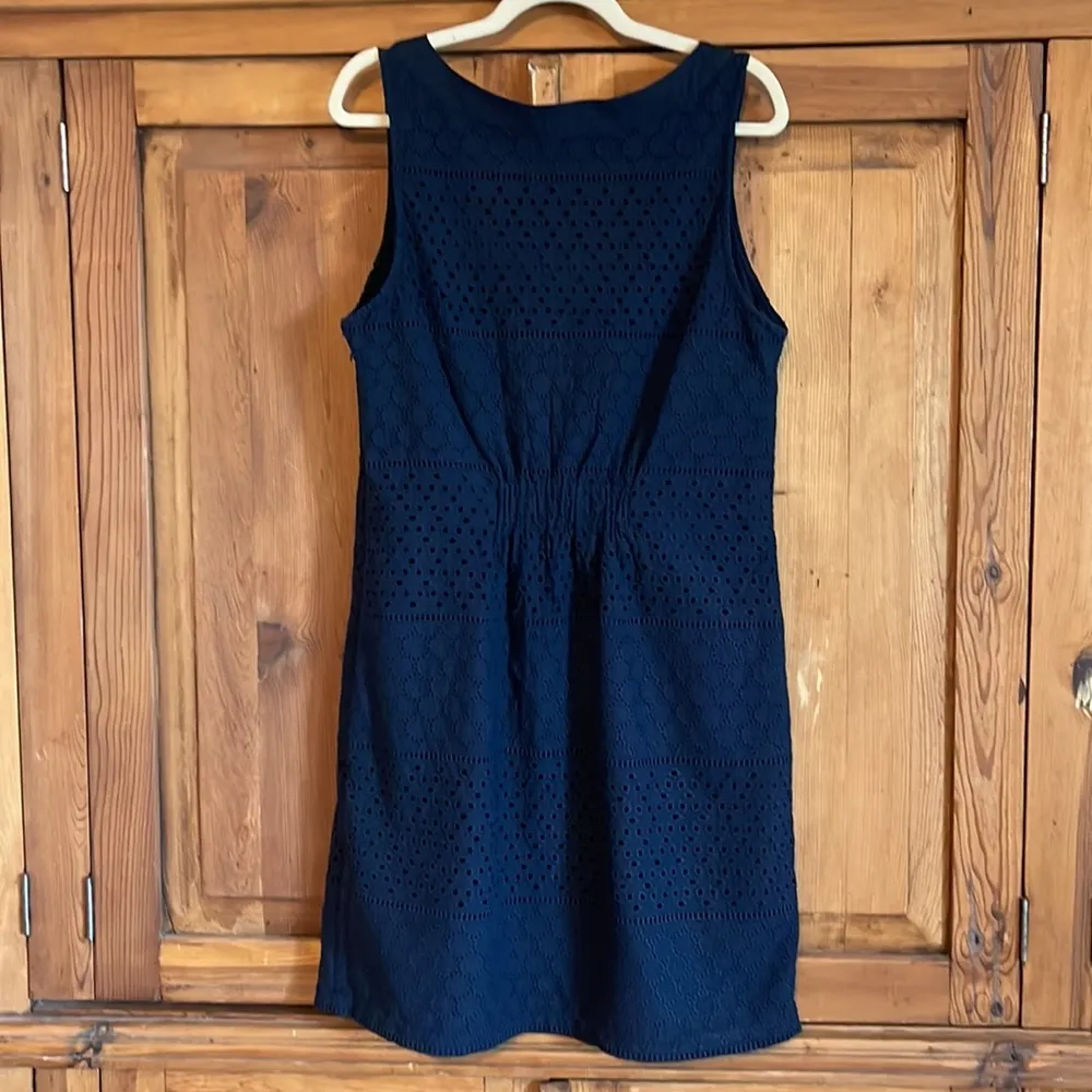 Navy Blue Cotton Eyelet Dress Sz. 14 fits like a 12 - Image 5