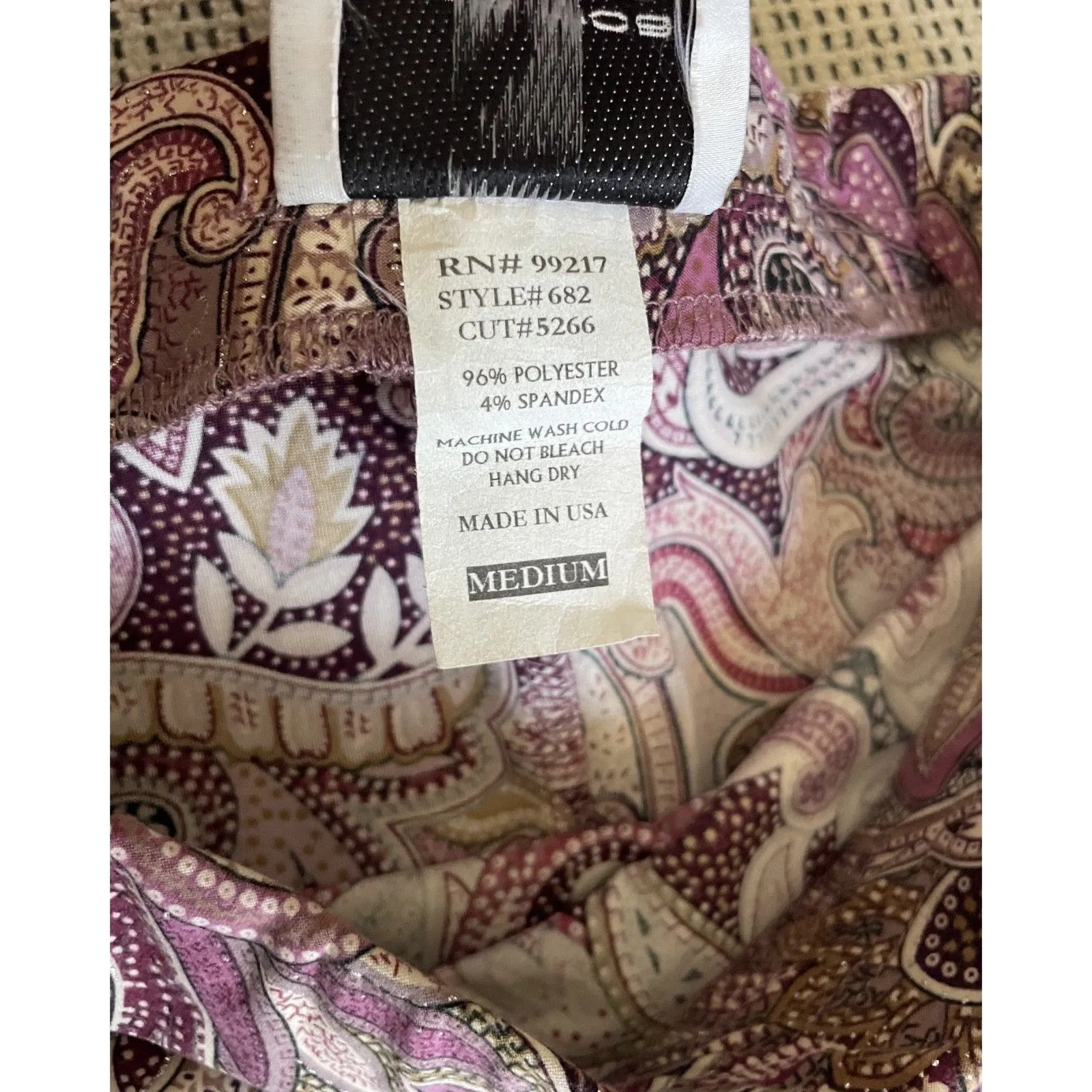 Vtg Y2K Boho Paisley Mini Skirt M Purple Brown Retro 90s Stretchy Made in USA - Image 4