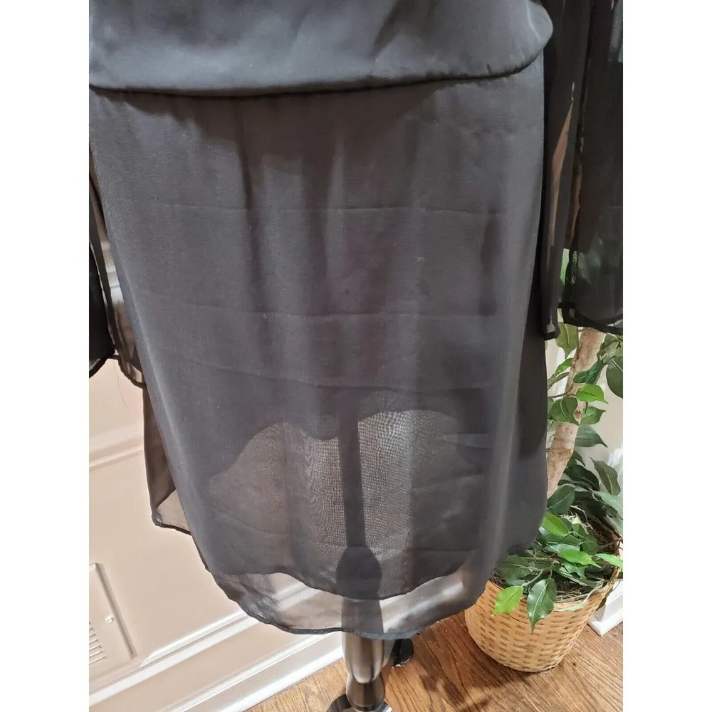 Lucy Love Women's Black Polyester Beach Coverup Knee Length Dress Size M - Image 4