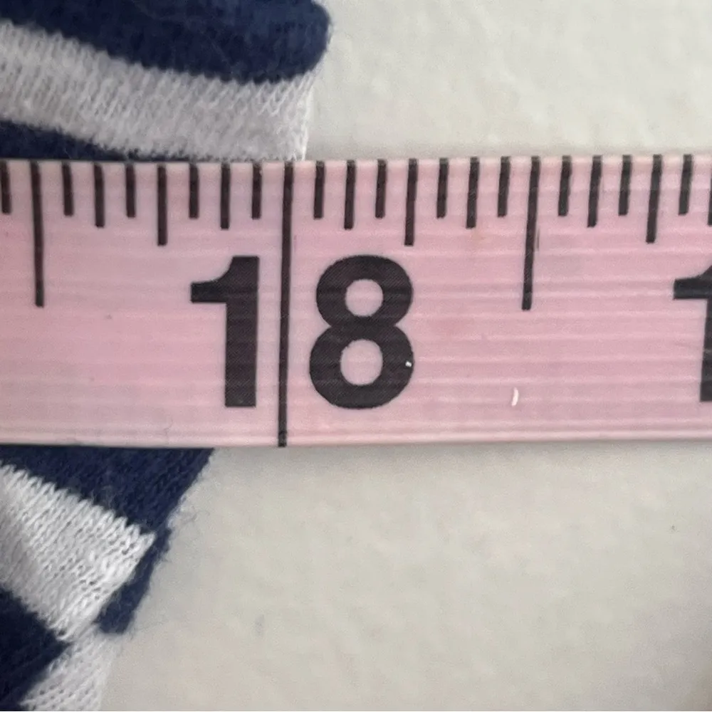 Women’s Eddie Bauer Striped‎ Cropped T-shirt Size Large Blue & White - Image 7