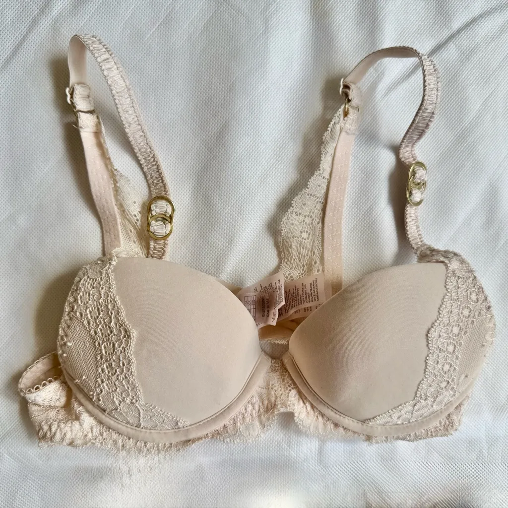 Stella McCartney Smooth & Lace Contour Plunge T-shirt Bra, Size 32A,  Light Rose - Image 3
