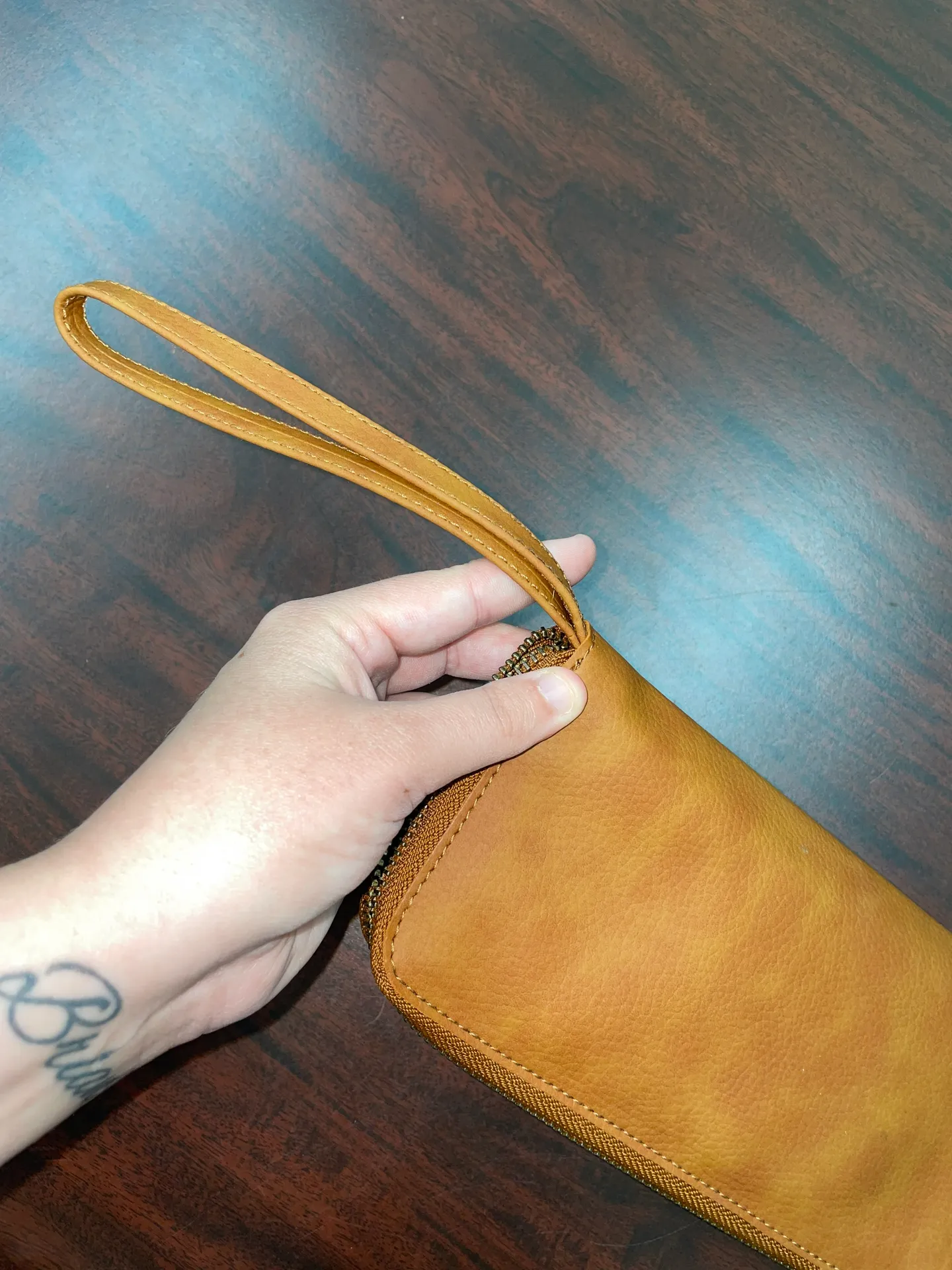 NWT  Zipper Wallet with Wrist Strap- Vegan Leather- Distressed Vegan - Image 4