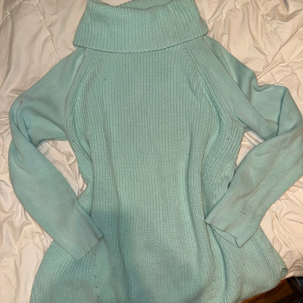 Lands’ End teal turtleneck - Image 2