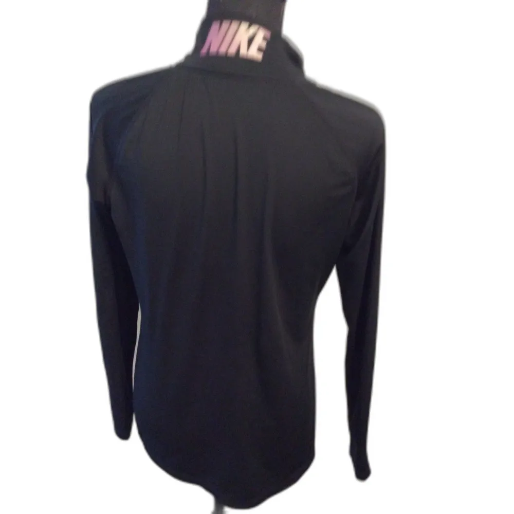 Nike Large L Women's Partial Zip Dri Fit Pull Over Logo on back neck Black - Image 4