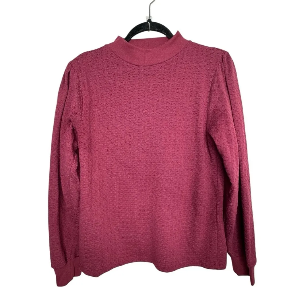 J.Crew Mock Neck Gathered Shoulder Knit Top Size Medium - Image 2