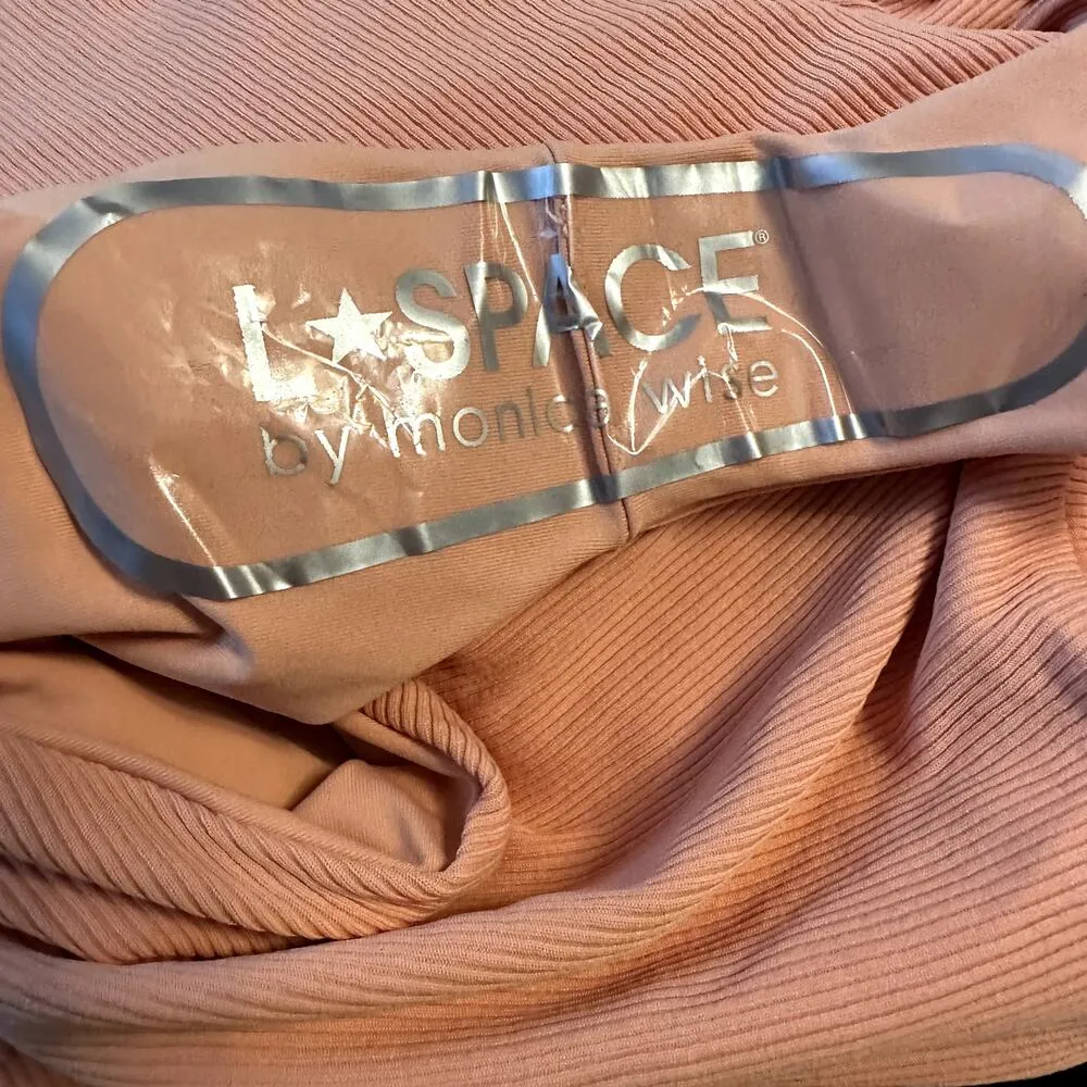 L Space Anja Off Shoulder Lace Up One Piece Swimsuit Tropical Peach 12 NWT - Image 5