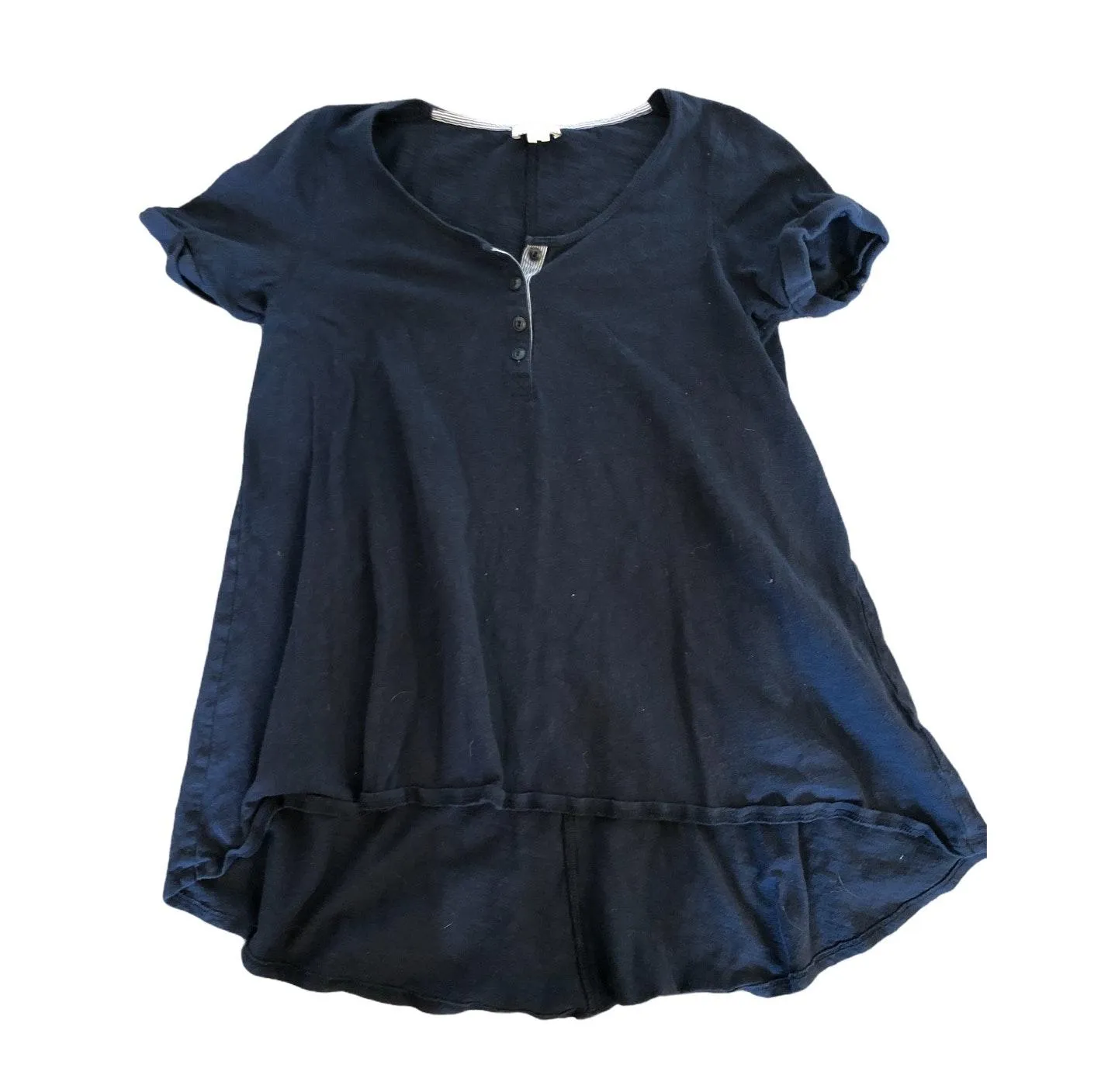Postmark Women's Blue Henley.  Shirt Small Hi Lo Short Cuff Sleev - Image 2