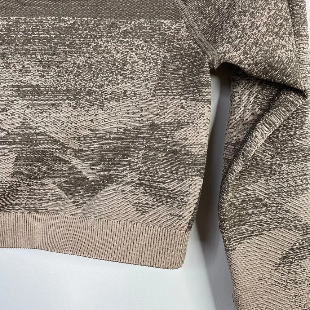 Gymshark Adapt Ombre Lifting Crop Top Long Sleeve Brown geometric Print Womens S - Image 11