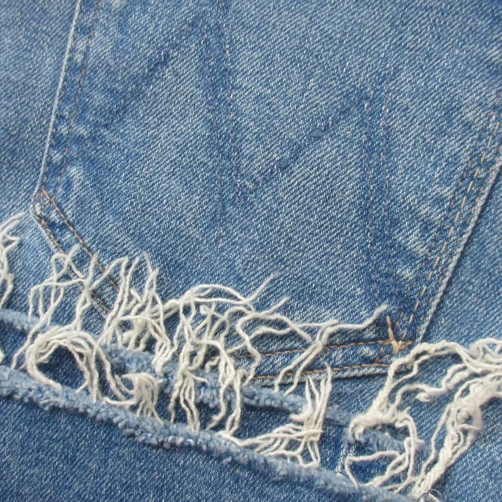 NWT Mother Tomcat Flood Fray in Flag Me Down Straight Crop Stretch Jeans 25 Blue - Image 6