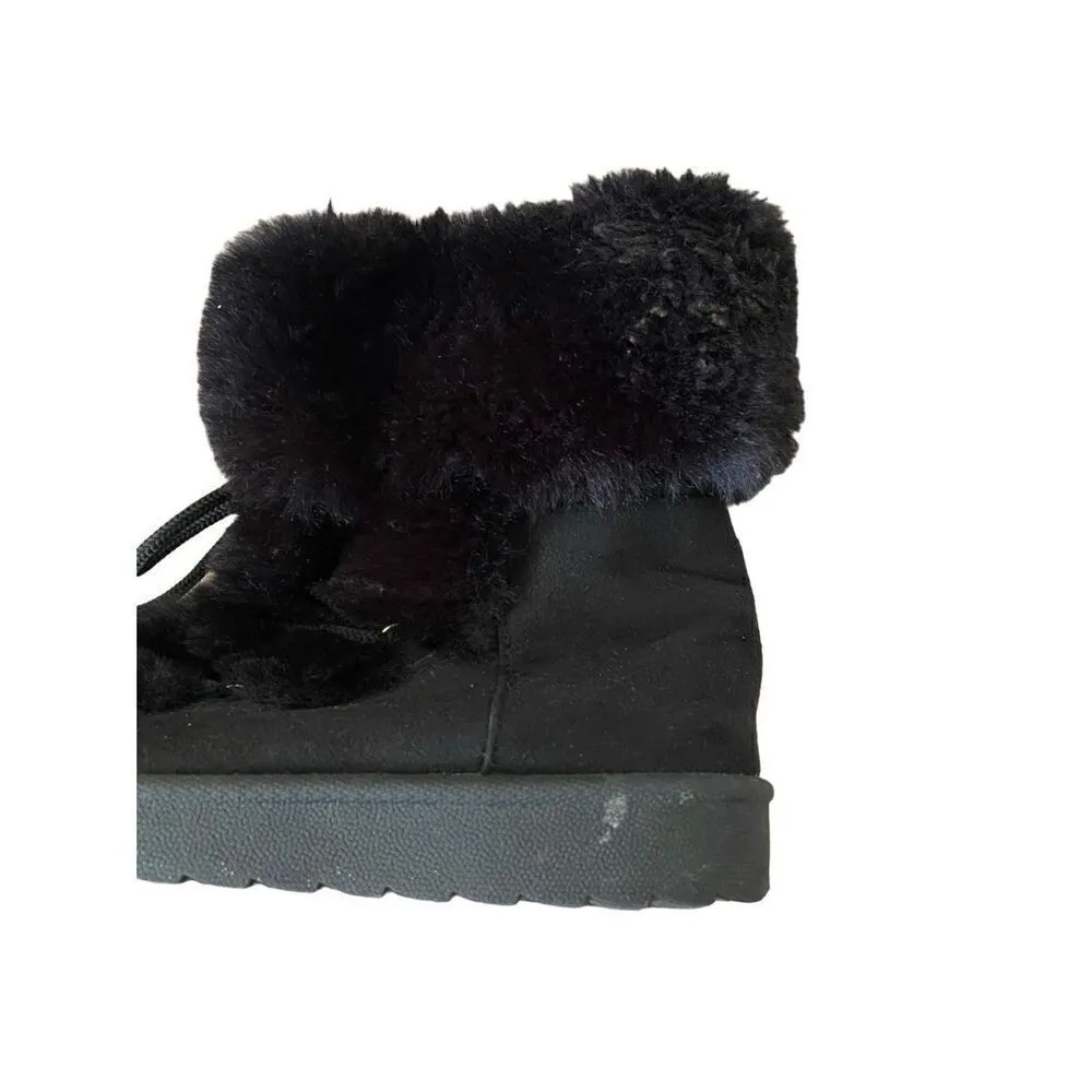 Espirit Faux Fur Lace Up Winter Ankle Boots Snow Outdoors Furry Gray Size 7 - Image 6