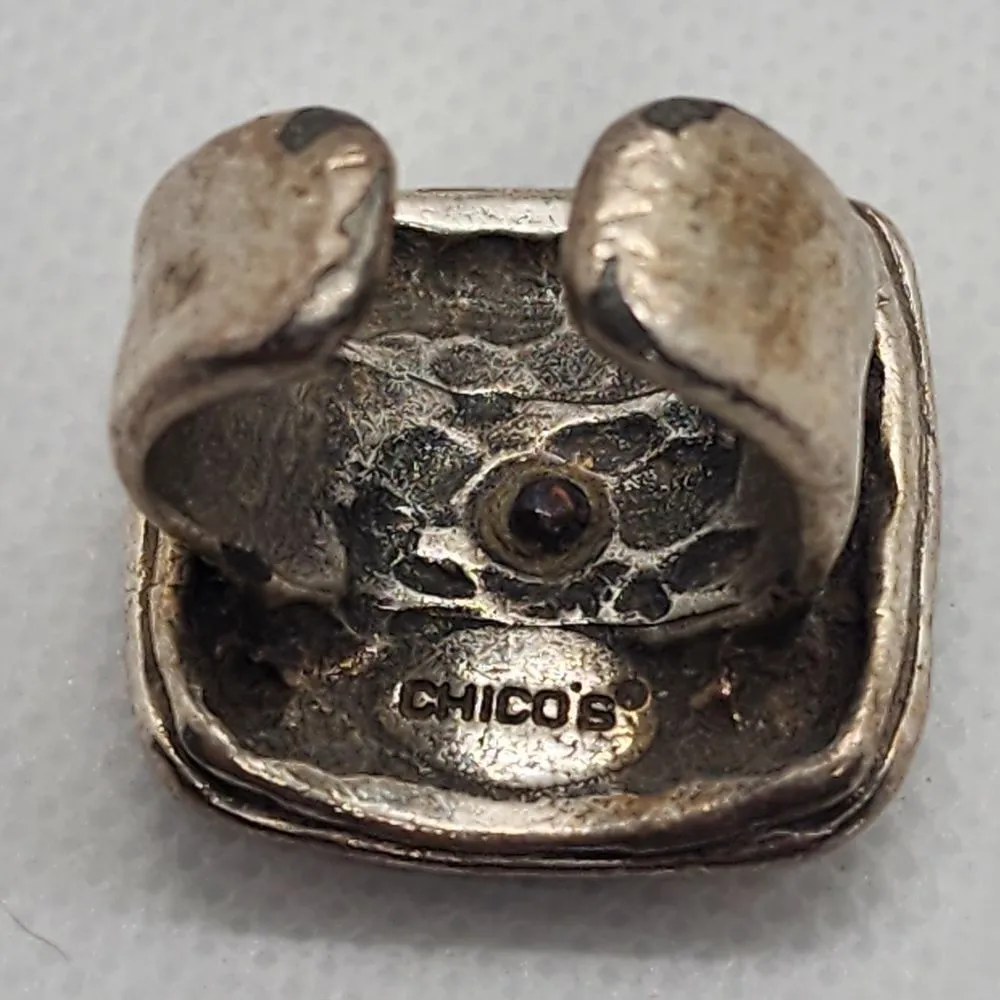 Vintage Chico's Etruscan Style Silver & Gold Adjustable Ring - Image 5