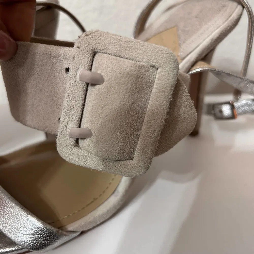 Enzo Angiolini Suede and Metallic Sandal Mixed Media Suede Leather Size 8 - Image 6