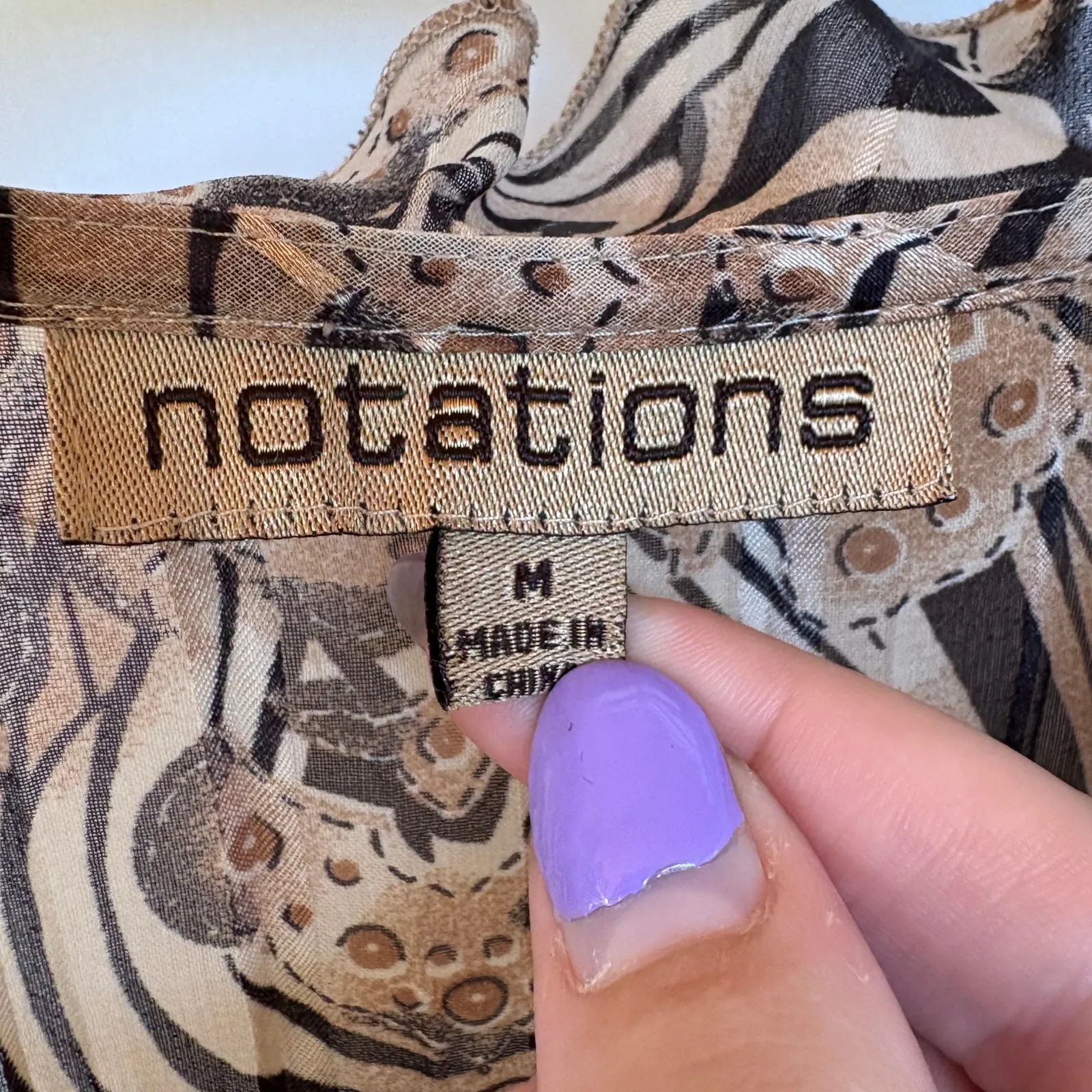 Y2K Hippie Neutral Sheer Blouse Whimsygoth Party Fall Psychedelic Ruffle Medium - Image 6