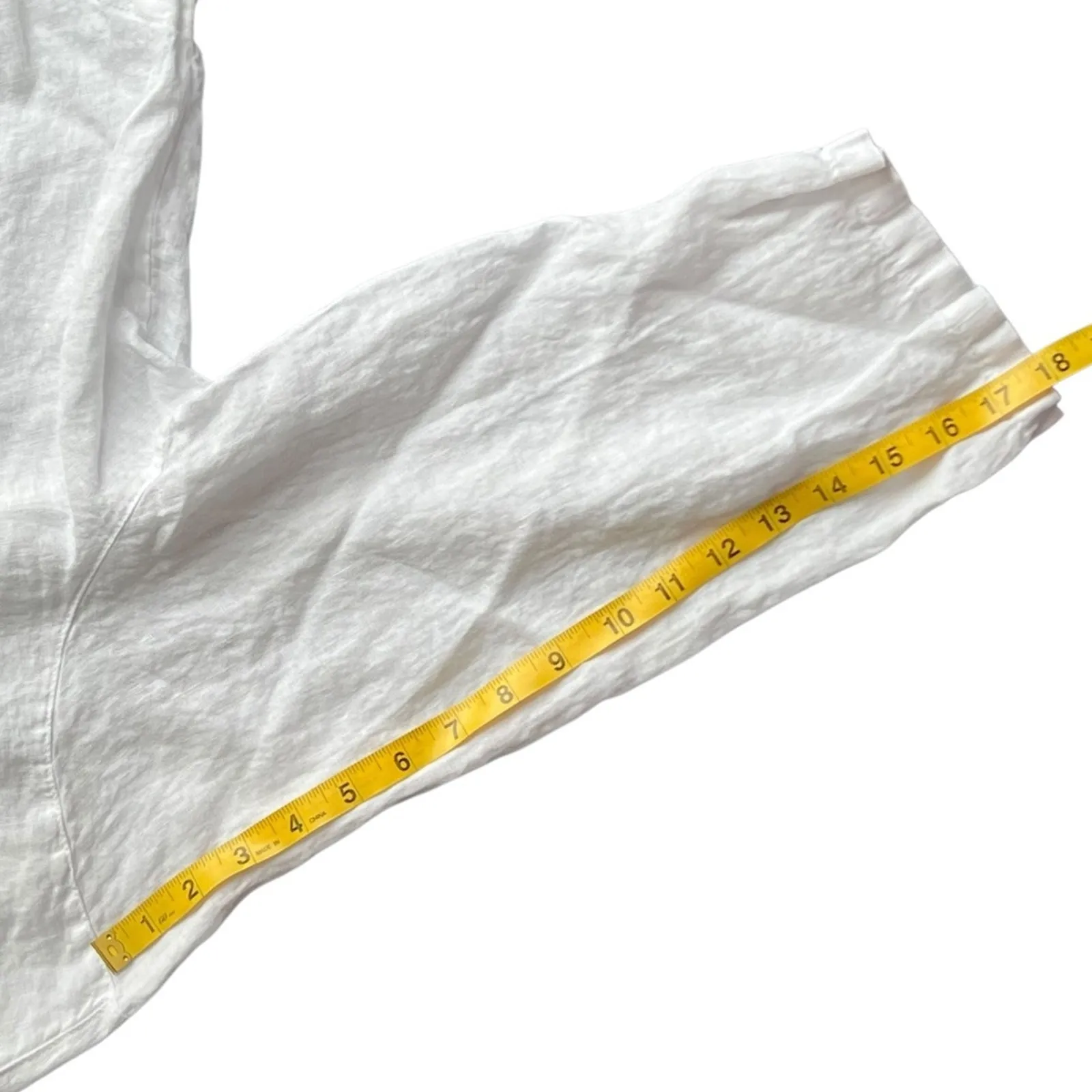 White Linen Top Vintage 1X Plus Size Shirt Lagenlook Tunic Blouse Relaxed Resort - Image 9