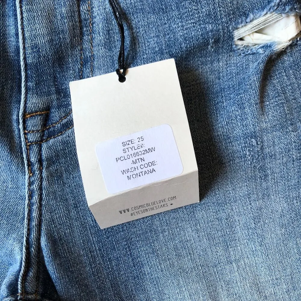 Cosmic Blue Love NWT Women's Distressed Skinny Jean Color Montana Size 25 - Image 2