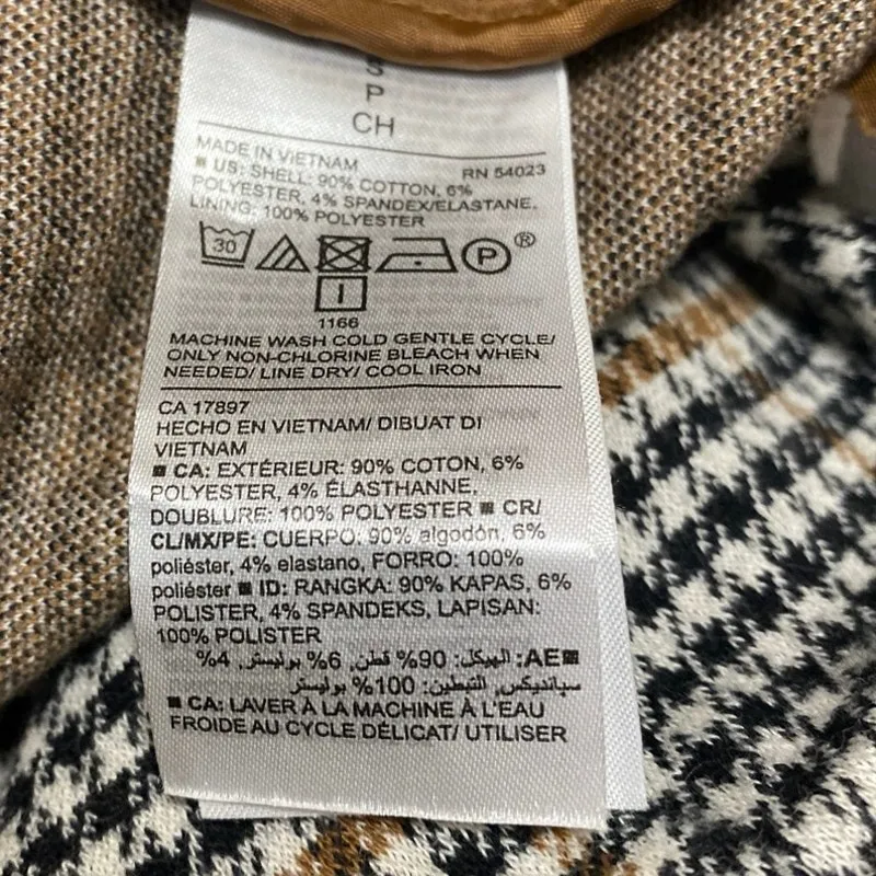 Old Navy Brown Houndstooth Plaid Checkered Long Sleeve Blazer Coat Jacket Size S - Image 4