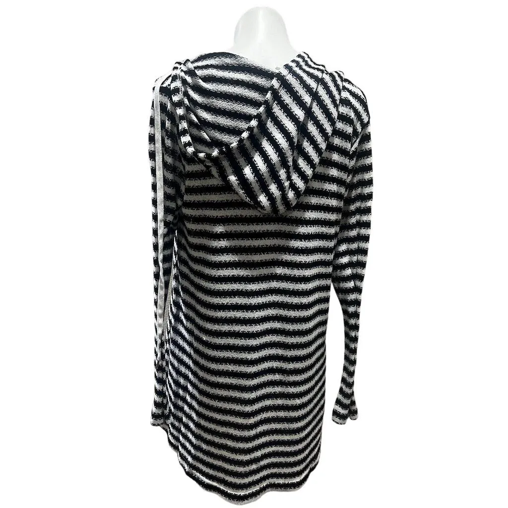 La Blanca Women's Hooded Striped Sweater Tunic V-Neck Long Sleeve Size M - Image 9