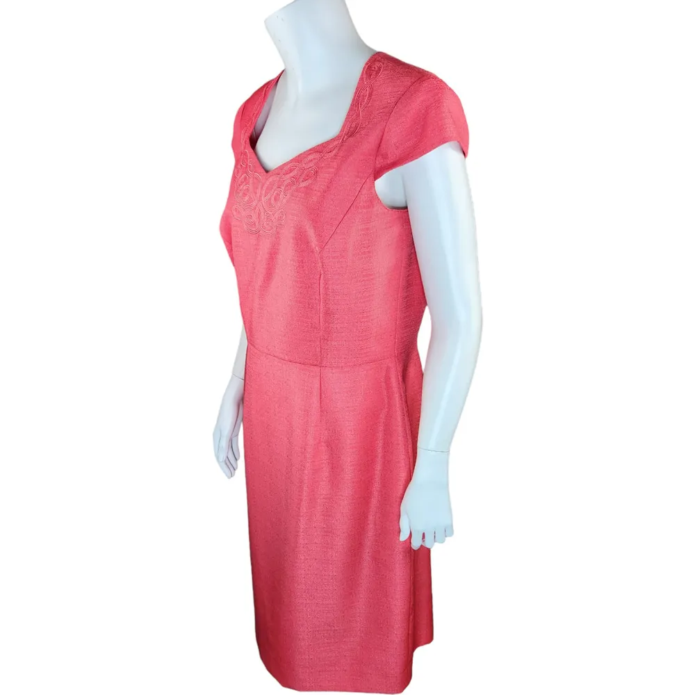 Preston & York Womens 8 Coral Sheath Midi Sleeveless Dress Lined Cocktail Zipper - Image 12