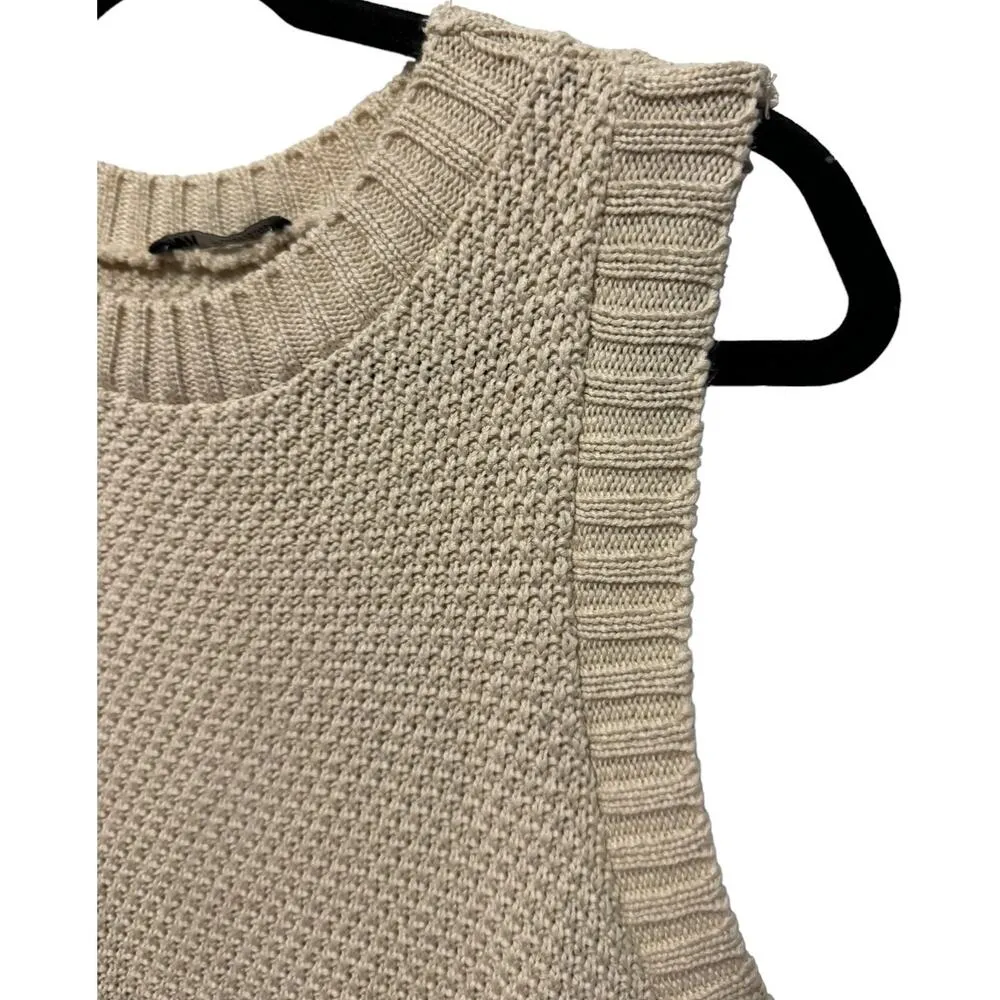 Zara contrasting sweater striped skirt midi sleevless dress sieze large - Image 4