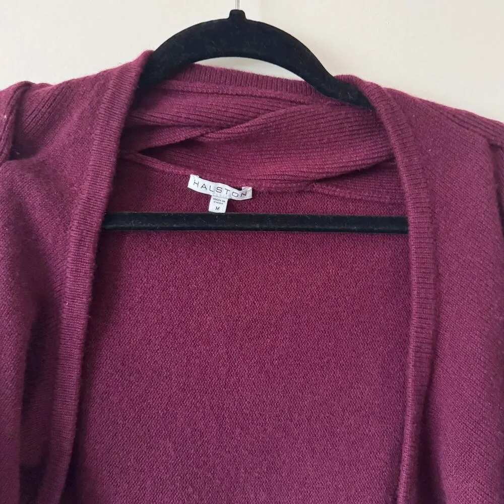NWOT Halston Auden Wool Cash Cable Shrug in Merlot Size Medium Red - Image 5