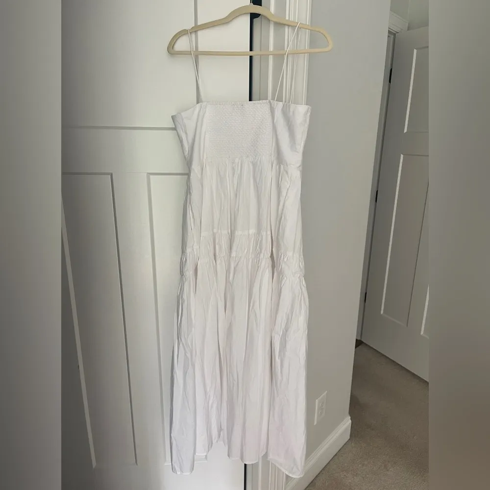 J. Crew A-line midi dress regenerative cotton poplin smocked white - Image 7