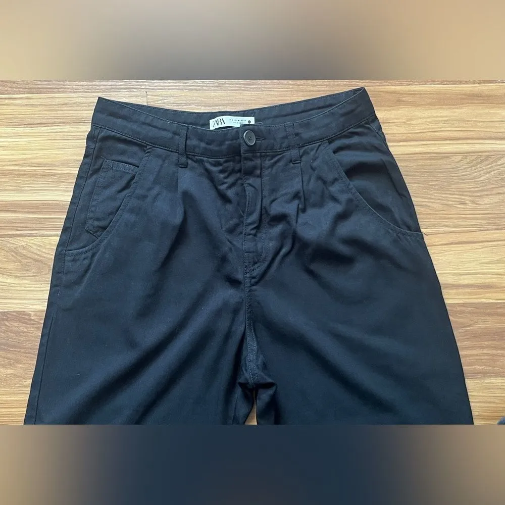 Zara Front Pleated Relaxed Fit Cropped Pants Size M - Image 7