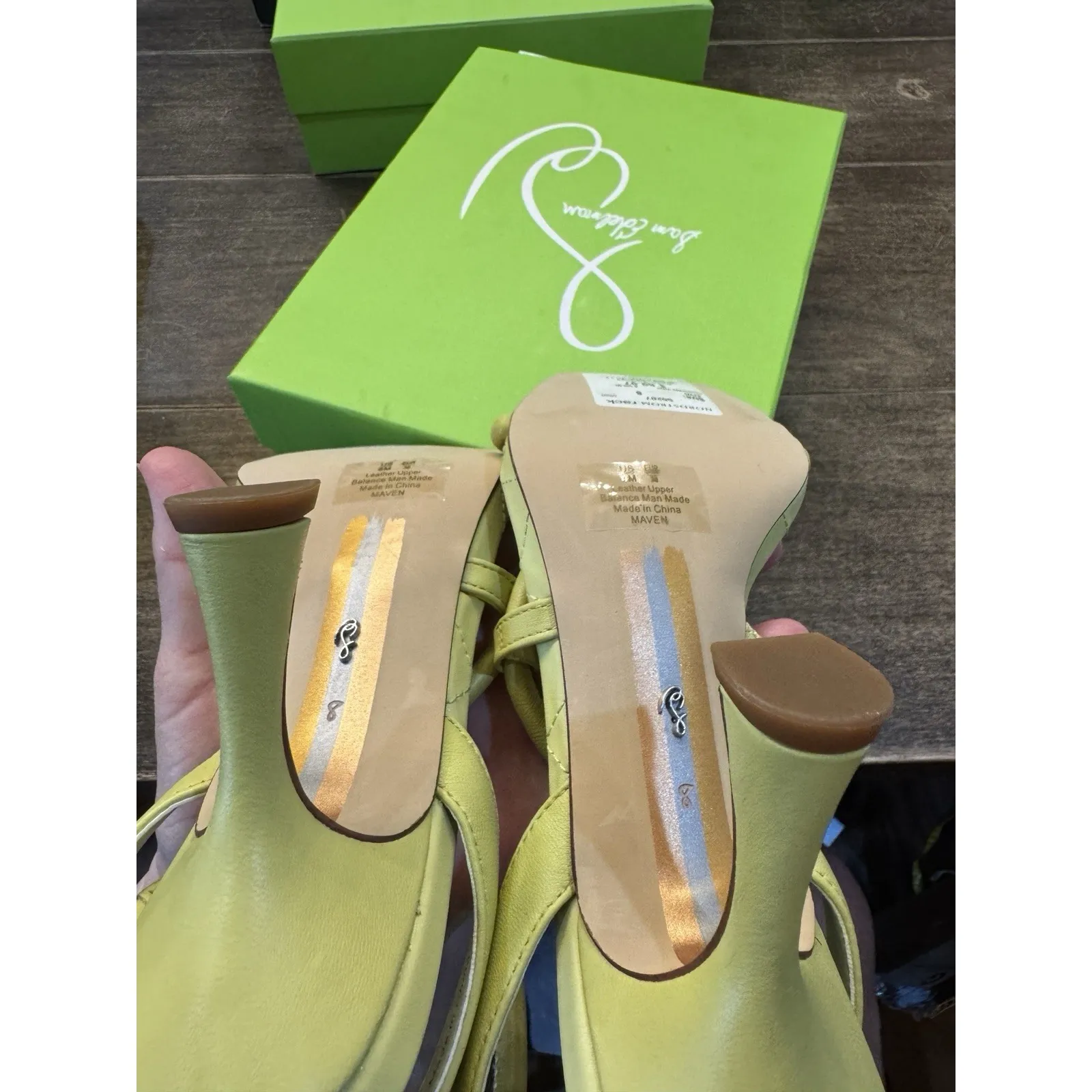 Sam‎ Edelman MAVEN PADDED STRAPPY HEEL In Kiwi Leather Size 8 Sandal - Image 9
