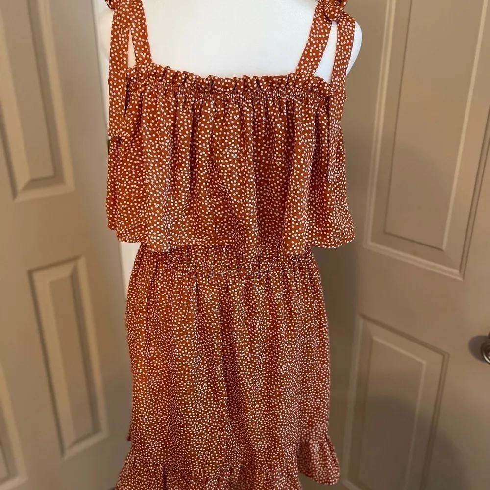 Liberty Love tie shoulder ruffle mini dress.​ - Image 2