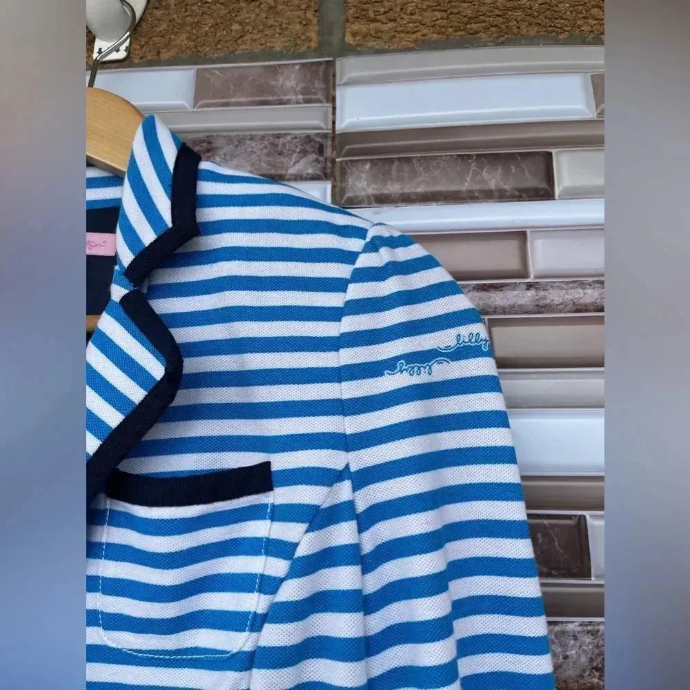Lilly Pulitzer Malibu Flutter Blue Striped Blazer XS - Image 2