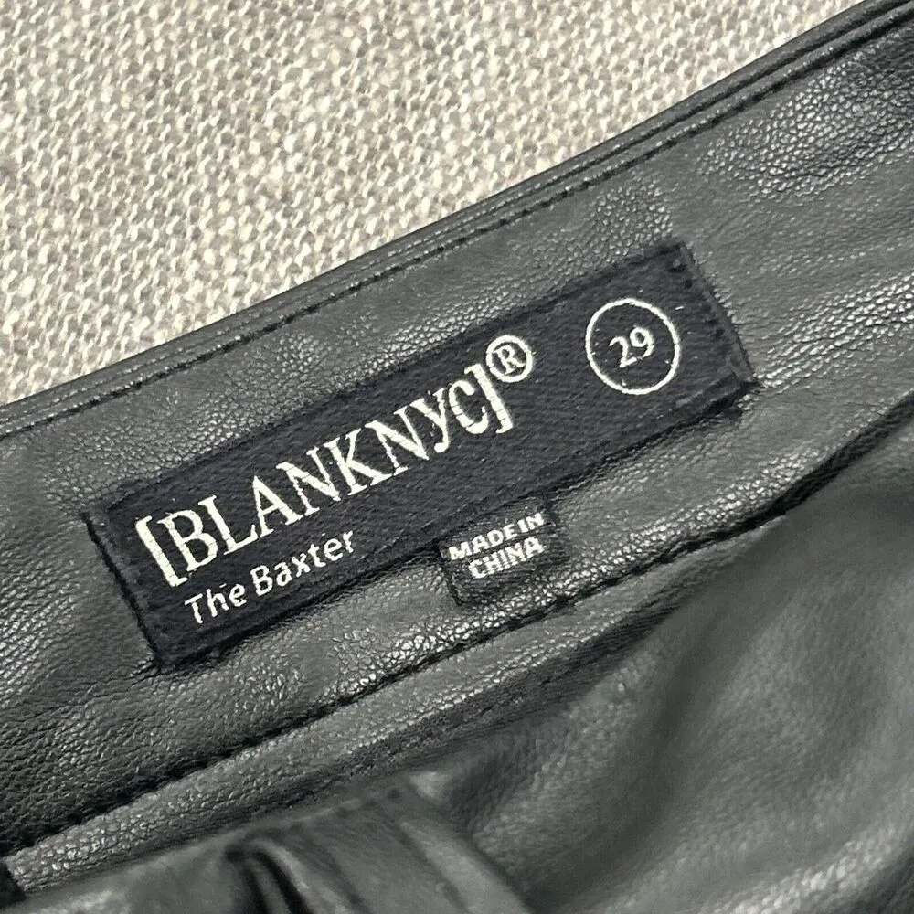 Blank NYC Pants Women 29 Faux Leather Black The Baxter Ribcage Straight Leg Crop - Image 2