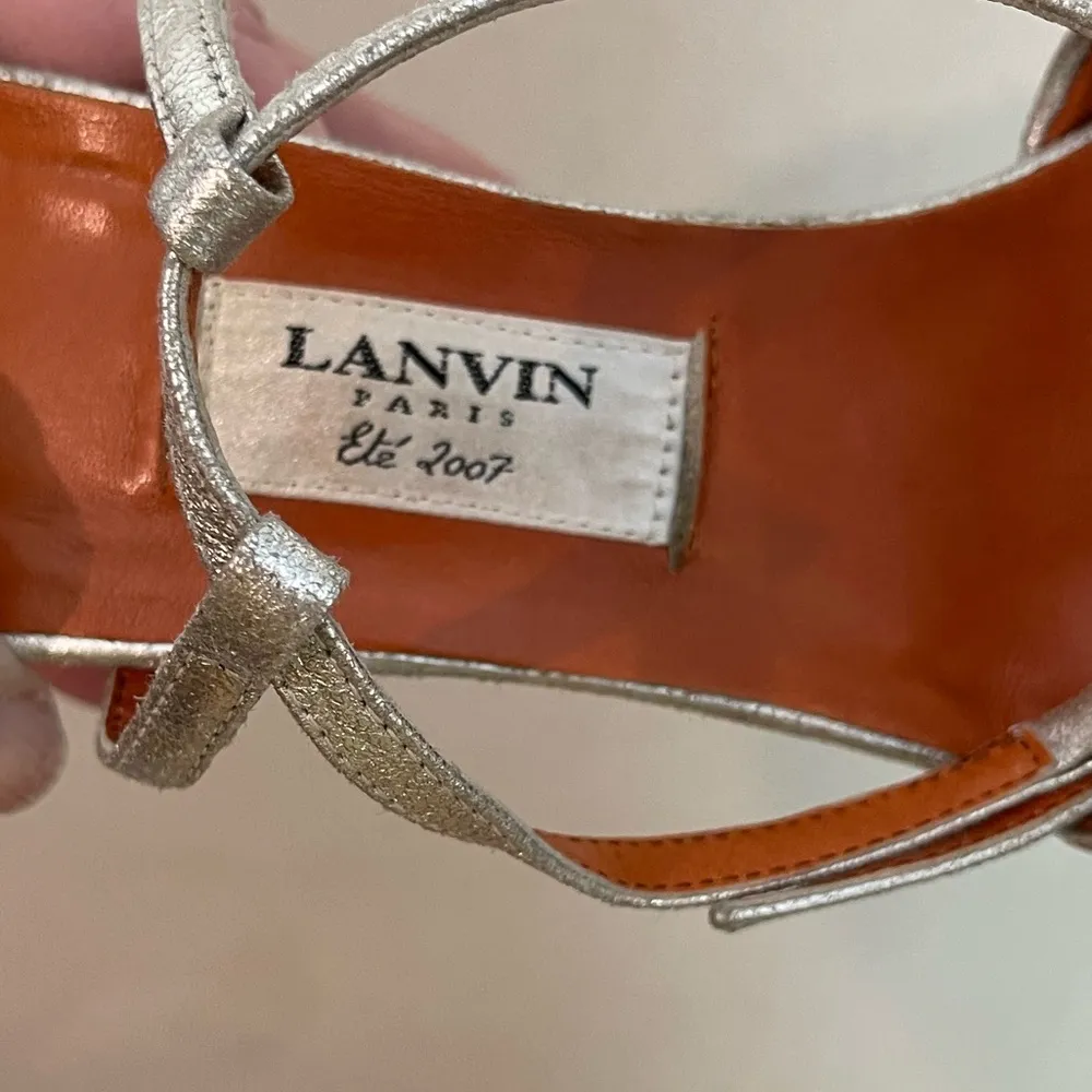 Lanvin Leather Silver Metallic Platform Sandals Size 39 - Image 4
