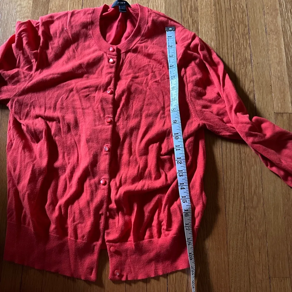 J. Crew Cotton/Nylon Cardigan with 3/4 Sleeves in Flame Orange, Size L - Image 3
