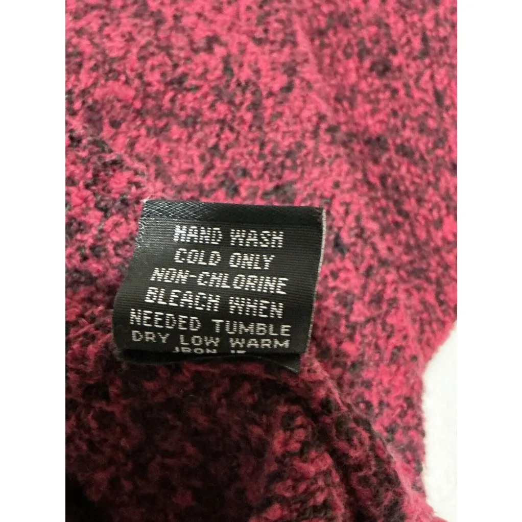 Woman’s Rafaella Large Red Black Long Sleeve Cowl Neck Fringe Accent Sweater - Image 7