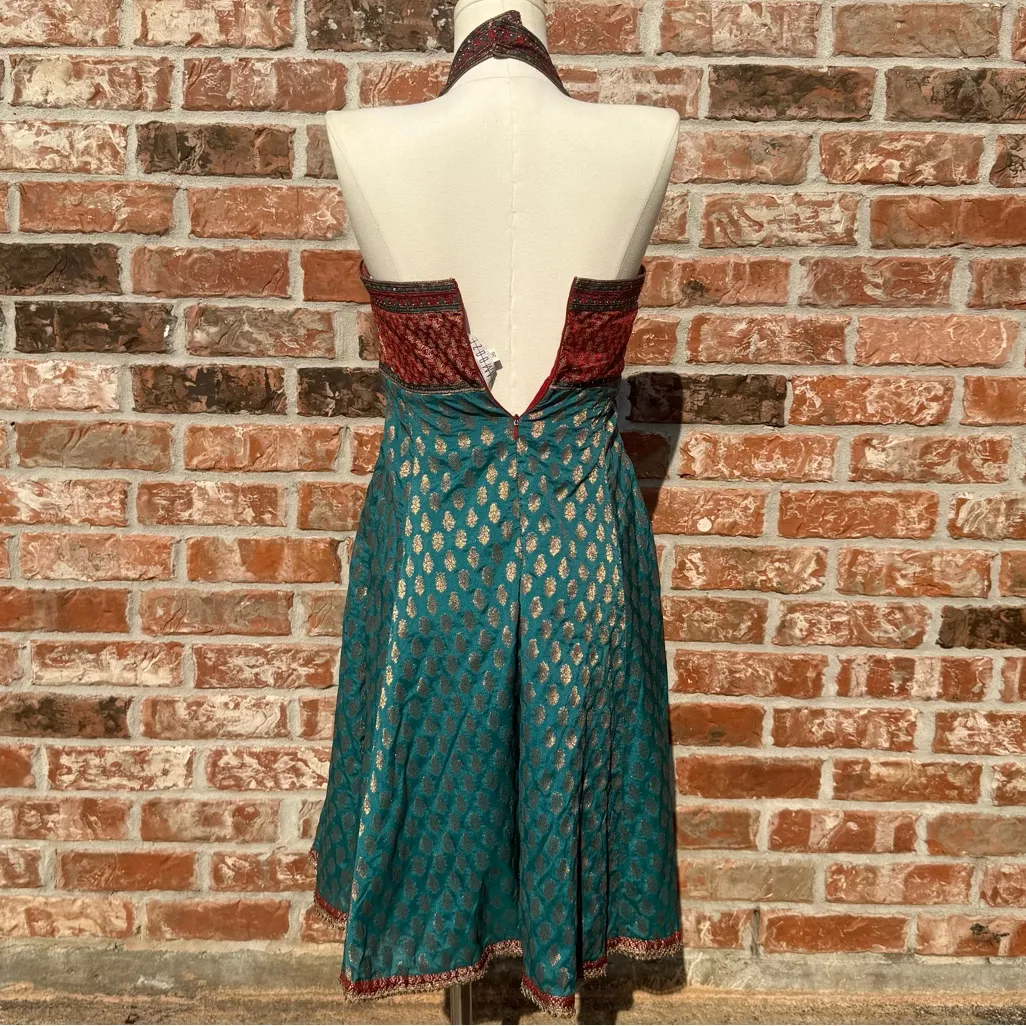 AAMOOZE Vibrant, Colorful Teal and Red Indian Dress for Bridal Party / 0/2 / EUC Blue Size 36 - Image 8