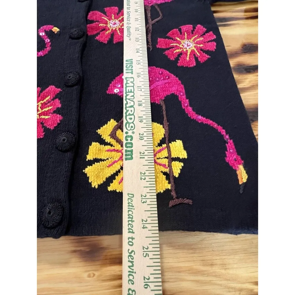 Seventh Avenue Cardigan Sweater Floral Flamingo Colorful Size Small Art‎ Beach - Image 5