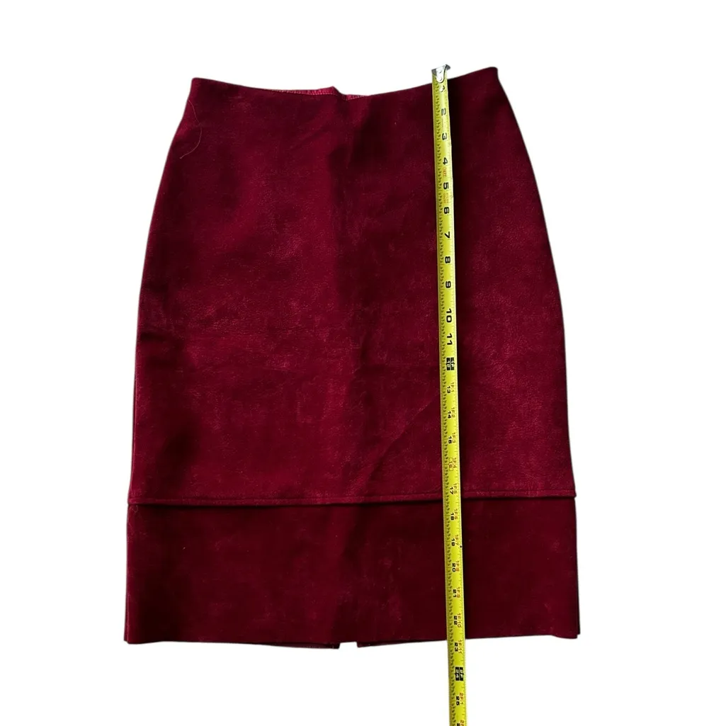 Vintage Red Velvet Pencil Skirt – Reference Clothing Co., Made in US | Back Slit - Image 6