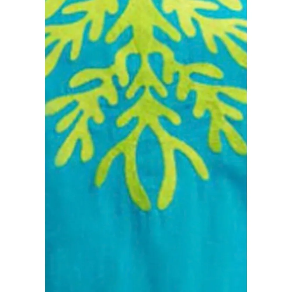 Gretchen Scott Cotton Embroidered Reef Tunic Turquoise / lime Size Medium READ - Image 5